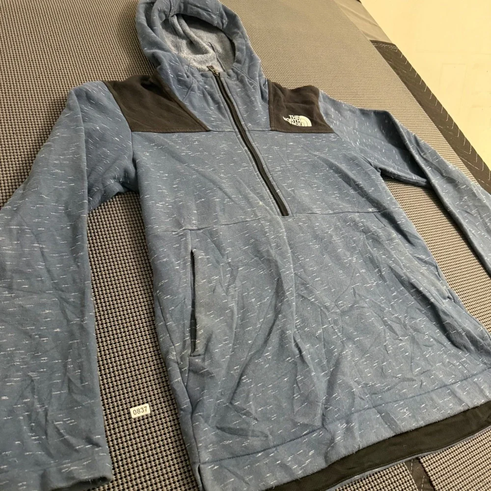 The North Face Boys XL 18/20 Blue Space Dye Quarter Zip Hoodie Pullover 0837